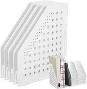 Operitacx Book Stand Folder Organizer Magazine Holder Binder Holder Desk File Organizer Vertical Magazine File Holder Desktop Bookshelf Table Top Book Shelf File Storage Shelf Pp White