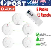 5 X Smoke Alarm Detector Wireless Interconnected Photoelectric 10 Years+ Remote