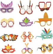 OFFSCH Funny Carnival Glasses 12pcs Party Glasses Frame Masquerade Eyewear Festival Decor Photo Booth Props