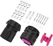 X AUTOHAUX 8 Pin Headlight Connector Plug Kit Compatible for Fiat, Waterproof 1.5/2.8mm Series Plastic Black Male Female Wire Terminal Connector