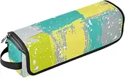 [sanluoli] 2 in 1 Hair Tools Organizer with Iron Mat Waterproof Hair Tools Travel Organizer Dots Art Doodle Yellow Grey
