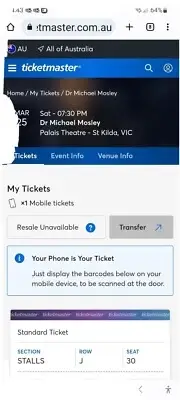 Michael Mosley ticket Victoria