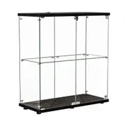 Stacked Glass Display Cabinet Lockable Collections Storage 2 Tier Shelf 2 Door