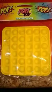 NEW~POP!~Push POP TOY!~Fidget Square Yellow~Calms Anxiety~100% Silicone~3+
