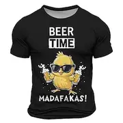 Men's Chick Oktoberfest Beer T Shirt Short Sleeve T shirt 3D Print Crew Neck Shirt Fashion Daily Street Daily Green 1# Blue 2# Black Summer Spring Clothing App