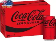 Coca-Cola Zero Sugar Soft Drink 36x375ml Cans - No Sugar Cola Multipack
