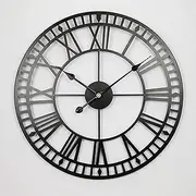 Waterproof Outdoor Clock Garden Clocks, Retro Roman Numeral Outdoor Wall Clock Simplicity Iron Art Outdoor Clocks Battery Operated Silent Outside Clocks 40cm Silver