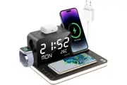 7 in 1 Charging Station with Watch, Wireless Charger with Night Light, Bluetooth TimeSync Temperature, 33W Adapter, Fast Charger for iPhone All Series & Headphones & iWatch