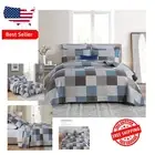 100% Cotton King Quilt Set - Patchwork Plaid Reversible Comforter & Shams