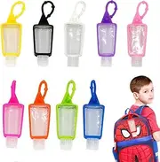 Snadulor 6Pcs Empty Hand Sanitizer Holder Keychain for Hand Sanitizer Travel Plastic Clear Bottles with Silicone Sleeve Leakproof Flip Cap(30ml/1oz), Mixed Color, One size