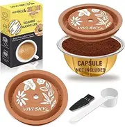 VIVI SKY Reusable Coffee Capsule Lids Work with N*espresso Pods Vertuoline,Food Grade Silicon Caps Used for Every Sizes of Reusable Vertuoline Pod Refillable Capsule (Silicon Vertuoline Lids- 2PCS)