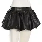 Elastic Puffy Skirt High Waist Leather Skirts Unique Bud Skirt Streetwear