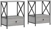 'vidaXL Engineered Wood Bedside Tables - Modern Grey Sonoma - Stylish Industrial Style Nightstand, Rectangular Shape, Set of 2