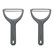 2x Zyliss S/S Swivel Vegetable Wide Peeler w/ Cover Kitchen Utensil 20cm Grey