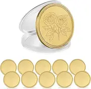 Blank Brass Challenge Coin Laser Engraving Coins Blanks 40 mm with Acrylic Protection Box for DIY Crafts Birthday Travel Commemorative Collection (10pcs Brass) (brass)