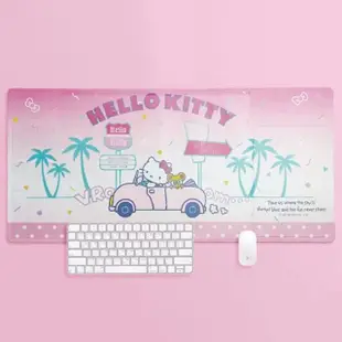 【小禮堂】Hello Kitty 多功能收納滑鼠墊 - 粉汽車(平輸品)
