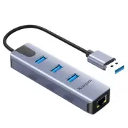 USB3.0 to Ethernet Adapter 4-in-1 Aluminum USB -A to Ethernet Adapter, with 3...