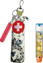 GZFQJJ 1-Piece Epipen Carrying Case, Epi Pen Carrying Case EpiPen Carrier, EpiPen Carrier Slim with Clip Epipen Holder Bag for 1EpiPen Allergy Medical Essentials (Gray Flower)