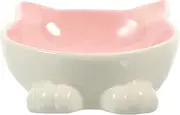 Luxshiny Ceramic Cat Feeding Bowl with Neck Protection Cute Cat Ear Design Non Spill Pet Food Water Dish Easy to Clean for Kittens for Feeding and Hydration