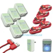 5X 4 USB PORT WALL ADAPTER+3FT CABLE POWER CHARGER RED FOR IPHONE 4S IPOD IPAD