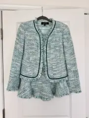 NWT KASPER 2-PC Aqua Pastel Tweed Suit Jacket & Skirt SZ: 6P
