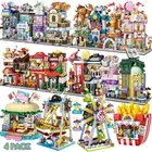 4Pack LOZ Blocks Mini Street Stores House Building Blocks Set Toys Kids Bricks