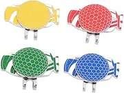 HONMEET 4pcs Metal Hat Clips with Ball Markers Durable Clips for Golf Training Yellow Red Green Blue Easy to Attach to Visors Hats and Clothes for and Souvenirs