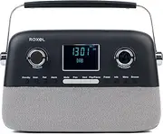 Roxel Retro D2 DAB and FM Radio – 5W Wireless BT Speaker, USB Playback, AUX, Alarm Clock, 30 Preset Stations, Portable Design, Rechargeable Battery, Telescopic Antenna, LCD Display (Black)