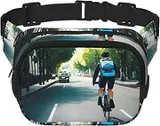 Car And Bicycle Square Double-Layer Waist Bag Mini Adjustable Waist Belt Bag Exercise Running Travel Hiking, Black, One Size