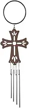 The Bridge Collection Hanging Cross Door Charm - Religious Door Chime with Metal Tubes - Decorative Christian Home Accent