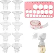 Flange Insert, 10 Pcs Flange Sizing Kit, Nipple Shield, Compatible with Medela, Willow, Momcozy S9/S10/S12 Wearable Hand Free Breast Pump Flange Insert, with Nipple Measurement Card