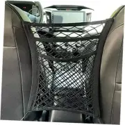 3-Layer Car Mesh Organizer 1 Pack,Seat Back Net Bag 11.8"x11.8" Black