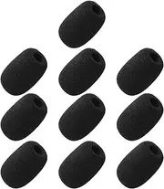 10 Piece Black L30mm x D8mm Mini Microphone Headset Windscreen Foam Mic Cover