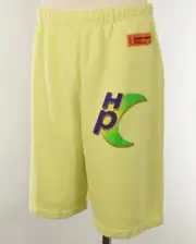 HERON PRESTON Mens Lemon Yellow Logo Cotton Sweat Shorts XXL NWT