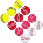 Kosma Set of 12 Wind Ball Cricket Ball (3Pc each - Flourecent Yellow with black seam, Pink with white seam, White with Orange Seam, Red with white seam)