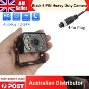 4PIN 8LEDs Black Heavy Duty Caravan Truck CCD Rear View Reversing Camera 12/24v