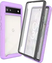 [XINNI] Case for Google Pixel 6a, 360 Degree Shockproof Protective Case with Integrated Screen Protector, Robust Bumper Outdoor Full Body Case, Light Purple