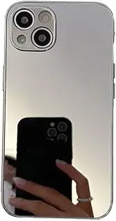 Luxury Glossy Plating Gold Silver Mirror Plain Phone Case for iPhone 16 15 14 13 12 11 Pro XS Max Plus Back Cover,Silver,for iPhone 13ProMax