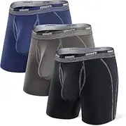 [Separatec] Men's Sport Boxers Dry Fastly Stretch Performance Underwear Trunks Dual Pouch Fly 3 Pack