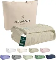 Soft 8 Layer Muslin Blanket Twin Size, 100% Cotton Blanket for Couch, Bed, Sofa, Pre-Washed Gauze, Best for Summer, 68x92, Beige Fog