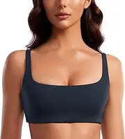 [CRZ YOGA] Butterluxe Spaghetti Strap Sports Bras for Women - Square Neck Yoga Wireless Bra Padded Cami Crop Top