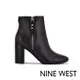 NINE WEST TAKES 9x9粗跟高跟踝靴-黑色