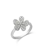 Bloomingdale's Fine Collection Pave Diamond Flower Ring in 14K White Gold, 0.65 tcw