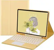Color Touch Keyboard for iPad Air 11 inch M2 2024, iPad Air 5th 4th Generation 10.9" Keyboard Case with Touchpad Cute Round Key Detachable Keyboard Case (Yellow)