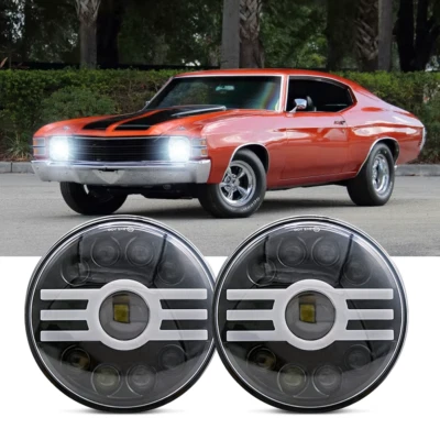 Pair 7" Inch LED Headlights Round Hi/Lo Sealed Beam For Chevy Chevelle 1971 1973 (for: Suzuki)