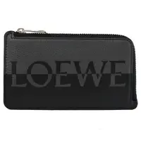 在飛比找森森購物網優惠-LOEWE 撞色LOGO印花牛皮卡片零錢包.黑灰