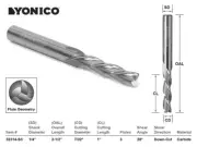 7/32" Dia. 3 Flute Downcut CNC Router Bit - 1/4" Shank - Yonico 32314-SC