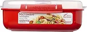 Sistema Rectangle Microwave Container | 1.25 L Food Container with Steam Release Vent | BPA-Free | Red/Clear
