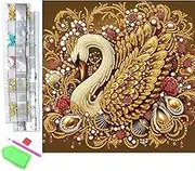 Diamond DIY Sticker Paintings Kits for Adults，5D DIY Crystal Diamond Point Painting with Crafts，Suitable for Beginners， Wall Decoration， Wife's Gift，12×12 inch/30×30 cm, Animal (swan)