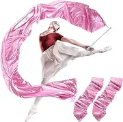 HunnmingRe 2 Pcs 98" Dance Streamer with Scalable Rod Gymnastics Dance Silk Ribbon for Artistic Twirling Adoration Dance Worship Flags for Dancer Church Liturgical Praise